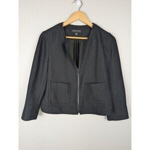 Ann Taylor Jacket Womens 4 Black Textured Full Zip Pockets Classic Career Office